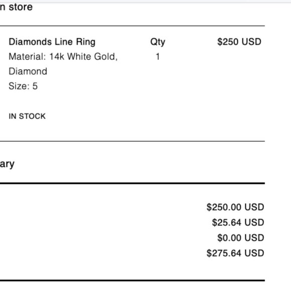 Mejuri EUC Diamonds Line Ring White Gold Size 5 - Picture 7 of 7